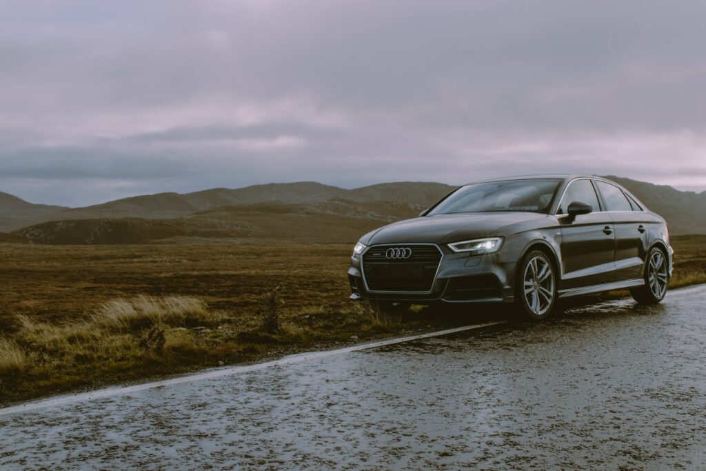 Car parked roadside waiting for assistance